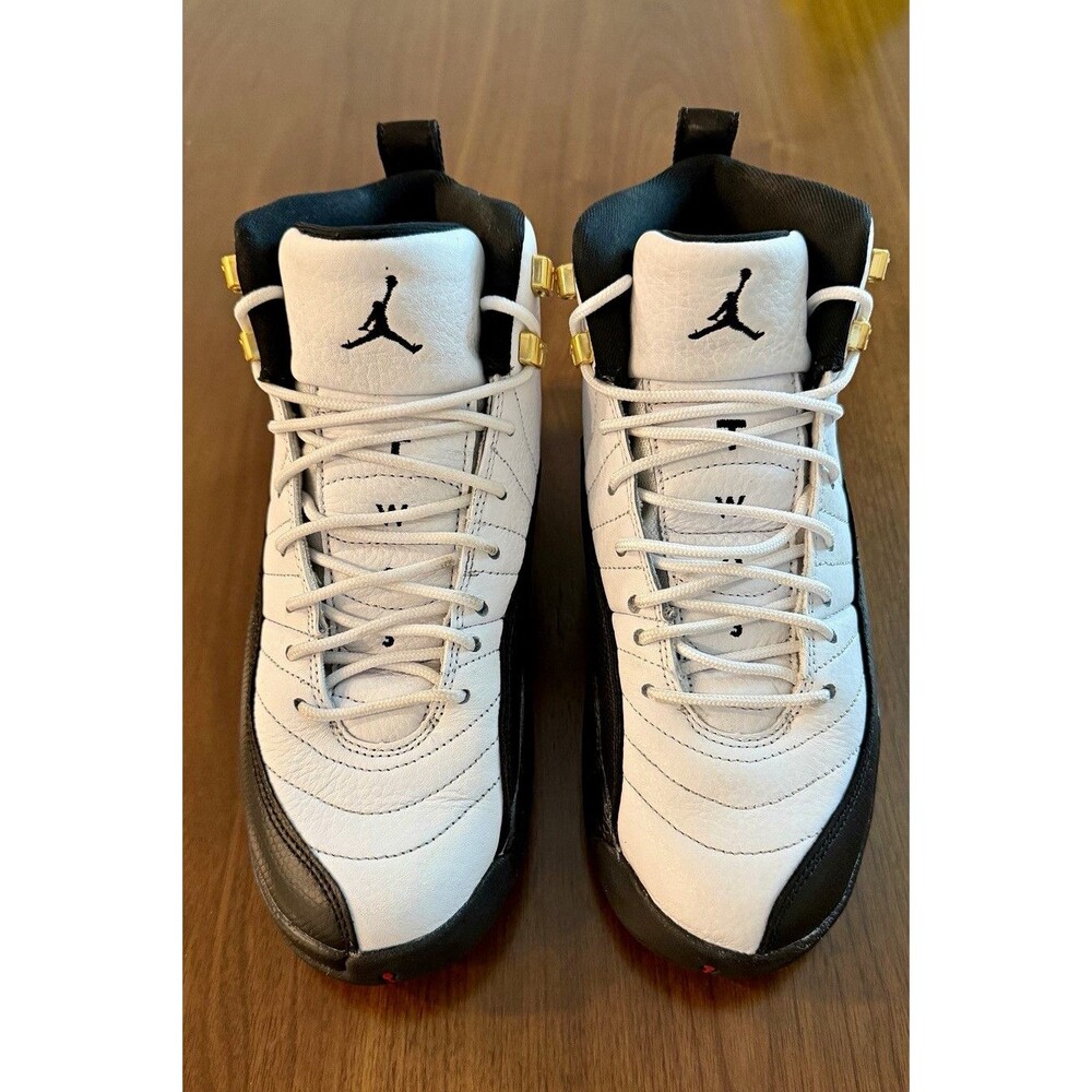 Jordan Air Jordan 12 Youth 7Y White/Black/Gold Leather High Top 153265-117